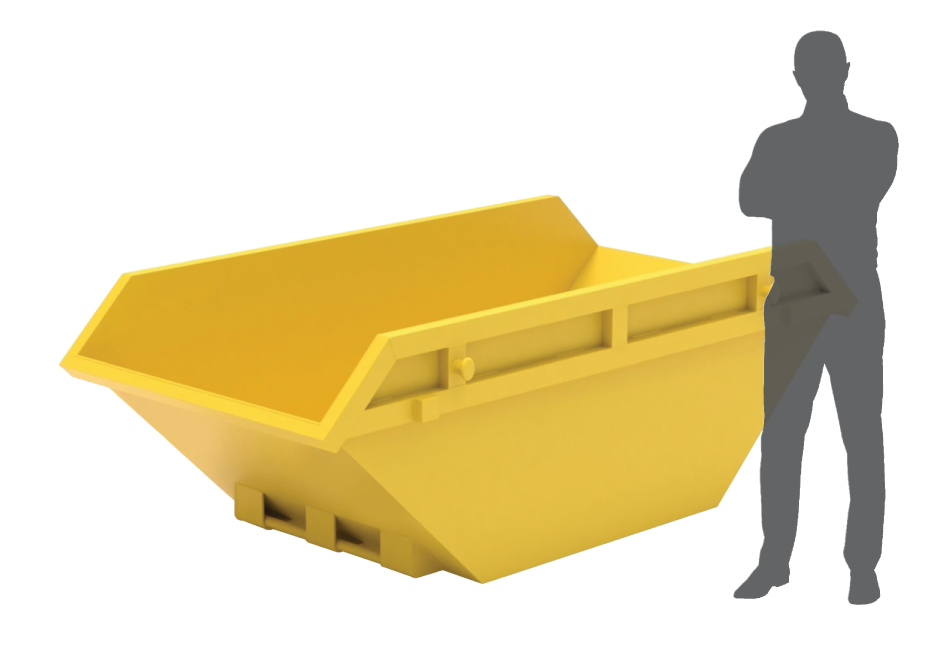 graphic of yellow skip bin and greyed out silhouette